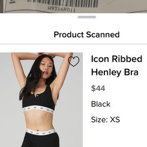 ALO Yoga Icon Ribbed Henley Bra in Black